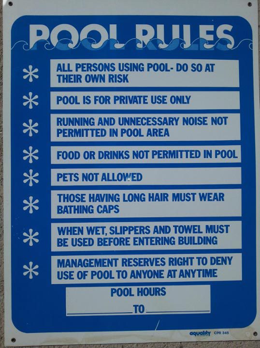 Example pool safety sign