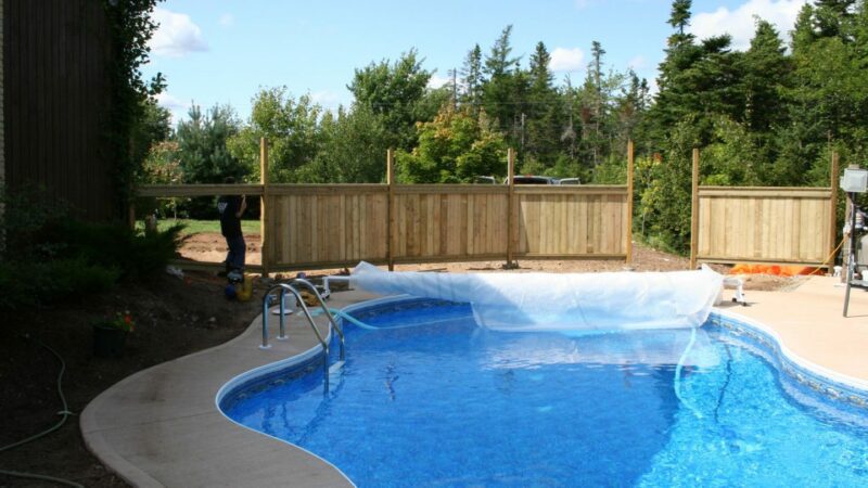 Pool building process - deck and fence